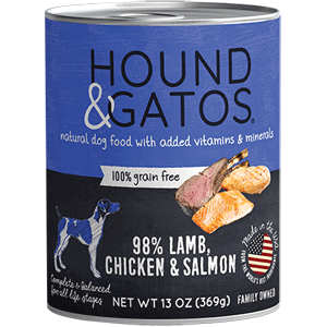 Hound & Gatos 98% Lamb/Chicken/Salmon Canned Dog Food 13oz - 12 Case Hound & Gatos, Lamb, Chicken, Salmon, Canned, Dog Food, hound, gatos, hound and gatos